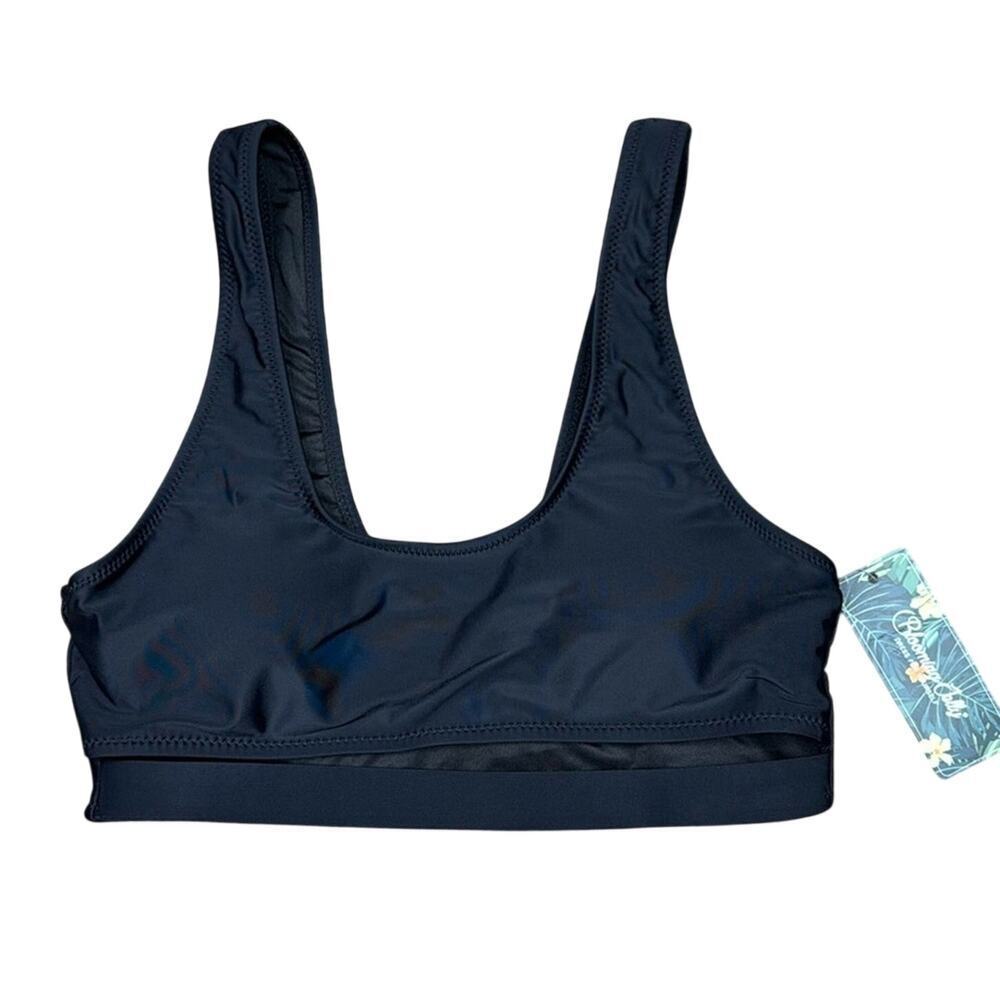 Blooming Jelly Black Wide Band Bikini Top M NWT Cutout Front Swim Athleisure